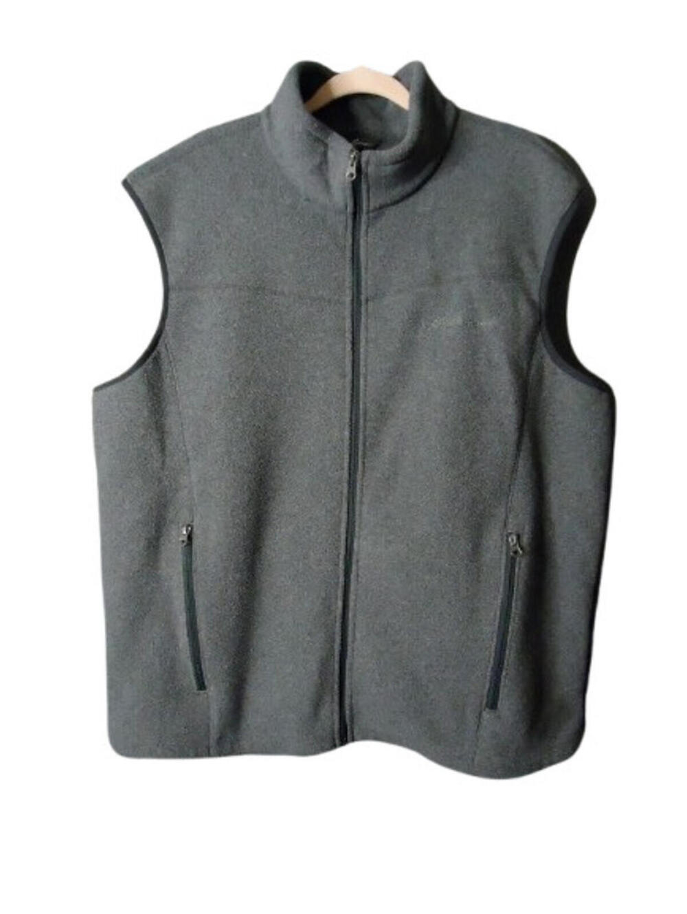 Eddie Bauer Fleece Full Zip Vest Mens Size XL Gray Outdoor Hiking Pockets